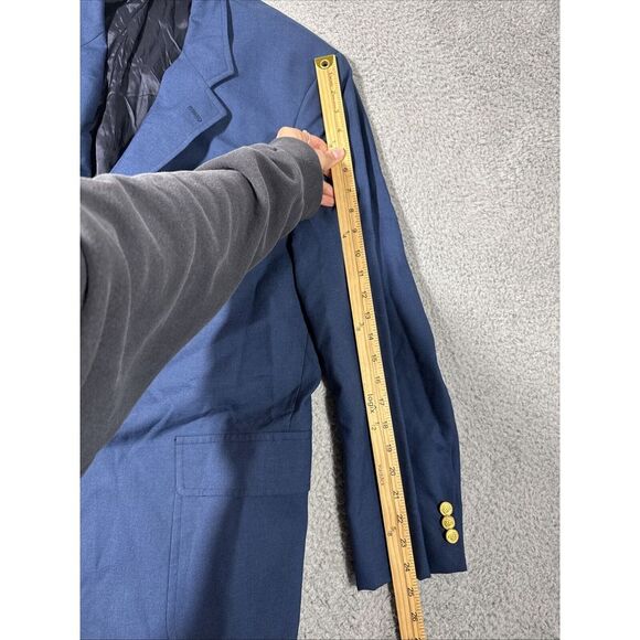 VTG Brooks Brothers Men 44 MLG Pocket Navy Blazer Ivy Style USA Gold Button Wool - Picture 8 of 16